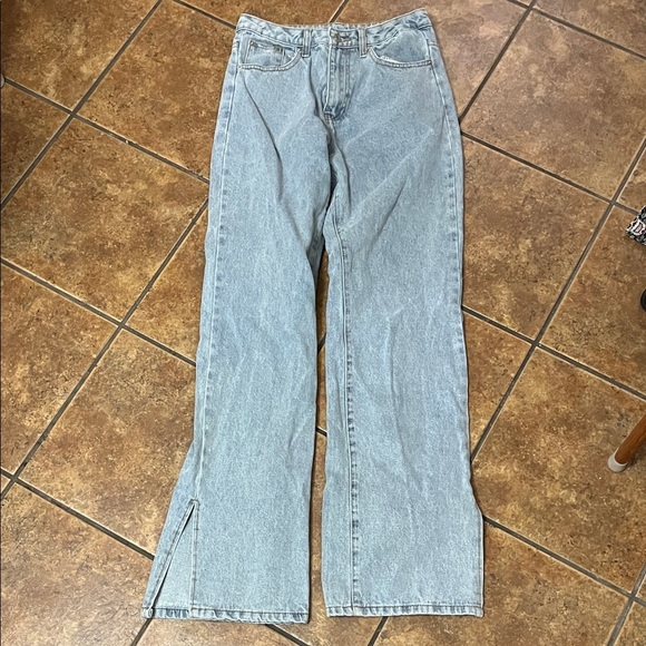12th Tribe Classic Light Blue Women's Jeans with Leg Slit Size M - Picture 1 of 4